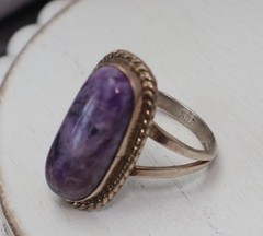 Vintage M.Lee Sterling Silver Purple Charoite Ring 5.50G / Sz 9