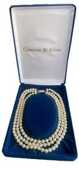 Camrose & Kross Jacqueline Kennedy Triple-Strand Faux Pearl Necklace Box & COA