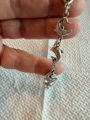 Vtg 925 Sterling Silver Sz 7.5”-6g MOP Dolphin Bracelet!
