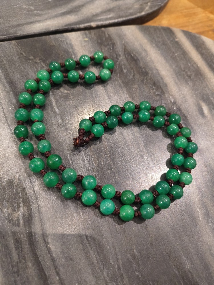 Vintage Jade Bead Hand-Knotted Necklace