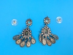 Graziano Natural Stone Turqoise Veined Post Dangle/Drop Earrings Signed