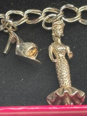 Vintage 1990 Sterling Silver Nostalgic Barbie Charm Bracelet w/box COA
