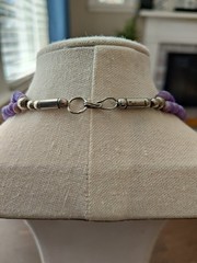 Sugilite? HAND CRAFTED Sterling Silver 0.925 VTG 22″ NECKLACE Statement