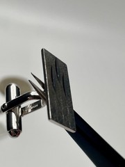 Vintage Anson Sterling Silver Cufflinks Mid Century Modern Texturized Rectangle