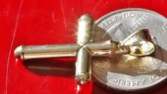 10k yellow gold pendant 0.01c white topaz 1.30″ diamond cut 2-sided cross 1.03gr