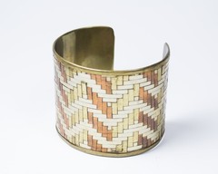 Vintage Jewelry Set Mixed Metal Woven Copper Brass Silver Collar & Cuff Bracelet