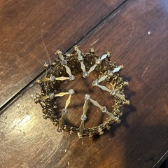 Vintage 1950s Expandable Chignon Hair Bun Cage Gold Tone, Prong Set Rhinestones