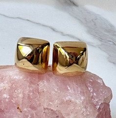 Vintage 1980’s ERWIN PEARL Chunky Gold Tone 3D PYRAMID Studs, Clip-On Backs