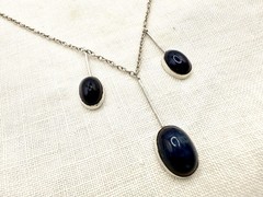 Antique Edwardian SODALITE 935 Sterling Silver Negligee Necklace ~ GERMANY