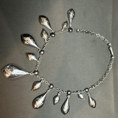 Siam sterling silver Niello bib necklace & Earings 1930’s – 50’s teardrop charms