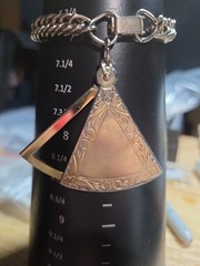 Vintage 1950s Gold Tone Engraved Fan Swivel Photo Locket Charm Bracelet 6.75″