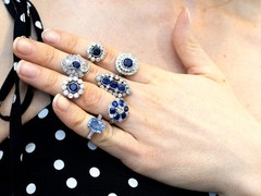Antique 2.46 ct Sapphire and 0.38 ct Diamond, 18 ct White Gold Dress Ring