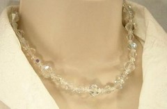 Gorgeous Vintage 1950’s Aurora Crystal Necklace-Great Sparkle! 836je