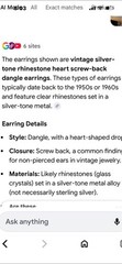 Vintage 1” Silver Tone Metal Heart Dangle Earrings