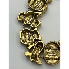 Vintage 1995 BG Western Slide Charm Bracelet Gold Tone Cowboy Boot Hat Wagon