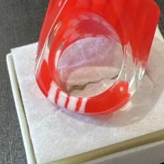 Lucite Plastic Ring Size 8 Red