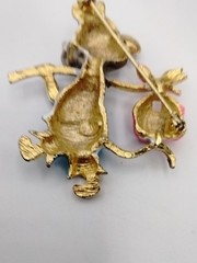 Vintage Lind Gal LG Enamel Mouse Brooch Gold Tone Running Away