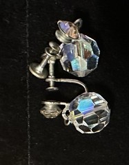 Vintage 1950s-1960s Aurora Borealis Necklace, Bracelet (choker?), & Earrings.