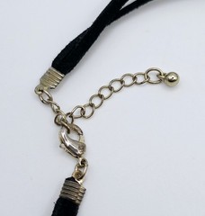 Vintage Silver & Gold Tone Beaded Bib Statement Necklace Gothic Black
