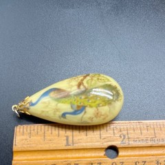 Vintage Peacock teardrop pendant 1960 – 1970s 1.13″W × 2.75″.