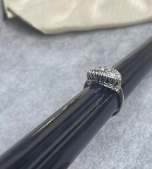 18k White gold HGE Heavy Gold Electroplated Cz Rhinestone Ring Vintage Size 7
