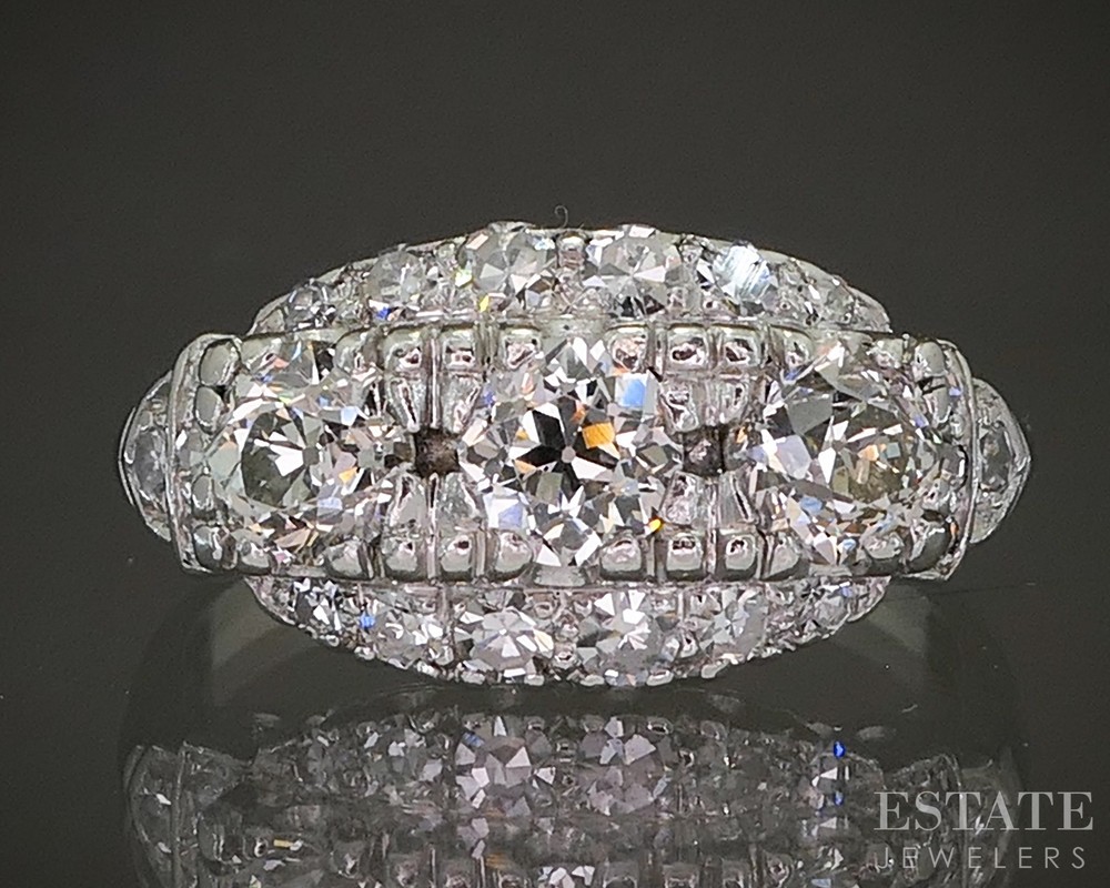 Antique Art Deco Platinum OEC Natural 1.13ctw Diamond Engagement Ring p26275