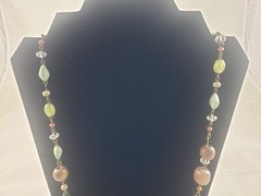 Necklace Vintage Acrylic Faux Stone Multicolor Wood Earth Tone Beads 28 inch