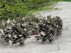 Vintage Unbranded 1950’s Leaf Leaves SILVER Tone Heavy BRACELET 7”