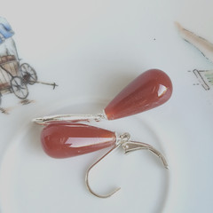 GORGEOUS TEAR DROP Light Color CARNELIAN LEVER BACK 1.5in EARRINGS 925 Silver