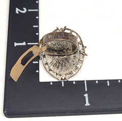 Cocktail Ring Smoky Crystal Gray SZ 7 Ornate Dark Metal