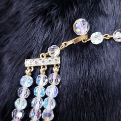Vintage 1950s 3 Strand Aurora Borealis AB Necklace Choker Alice Caviness