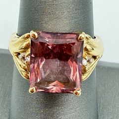 Vtg Solid 14k Yellow Gold Over 6 Carat Pink Topaz Ring Designer John C Rinker