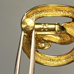 JS Gold Tone Screw Back Clip On Earrings Double Twisted Loop Button Style