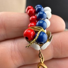 Vintage Necklace Bangle Bracelet Set Patriotic Red White Blue 4th of July 25”