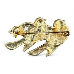 Vintage Gold Tons And Blue And Green Enamel Pair Of Birds Brooch