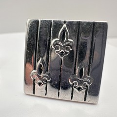 Vintage 90s Swank Silver Tone Fleur De Lis Cufflinks & Tie Clip Set Jewelry