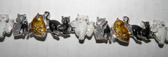 Vintage Silver Plate Enamel Cat Link Bracelet 7 1/4″ Magnetic Clasp Closure EUC