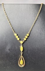 Vintage Barzel 18kt Gold Plated Gold,Green,Yellow Chrystals 10″ Necklace