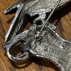 VTG Signed TORTOLANI SILVER Tone FALCON Hawk FALCONRY Pin BROOCH