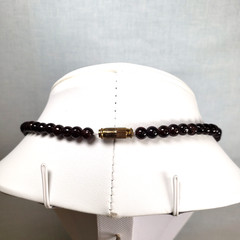 Vintage Genuine Almandine Garnet Small Bead Strand Choker Necklace Barrel Clasp