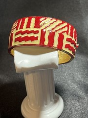 Vintage Lanvin Paris Couture Runway Red, Cream and Gold Enamel Bracelet-RARE!