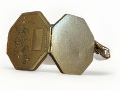 Vintage Art Deco Octagon Locket – 1/20 12K Gold Filled – Etched Floral Design DI