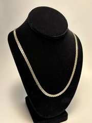 Necklace Offset Rectangle Chain Pattern Unique Retro Silver Tone