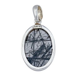 Vintage Sterling Silver 925 Tourmalinated Quartz Pendant