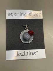 Vintage Jezlaine Sterling Silver 925 “Hat With Rose” 0.7” Charm Pendant NWT