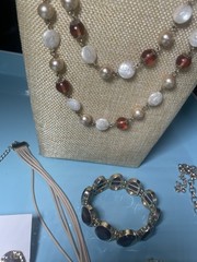 Vintage Gold Tone Fashion Jewelry Lot Necklace Bracelet Hoop Earrings Pendant