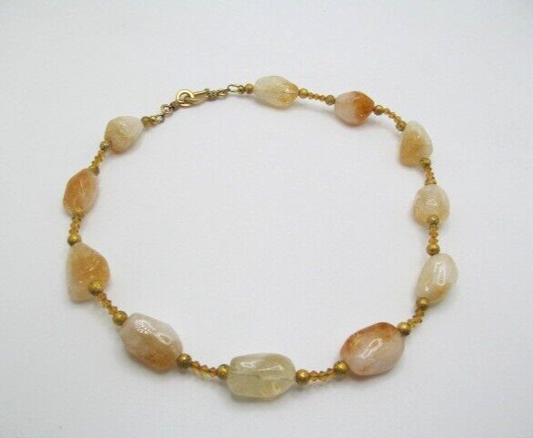 Vintage Stunning Rutilated Quartz Barrel 13.75 Loop Hook Precious Stone Necklace