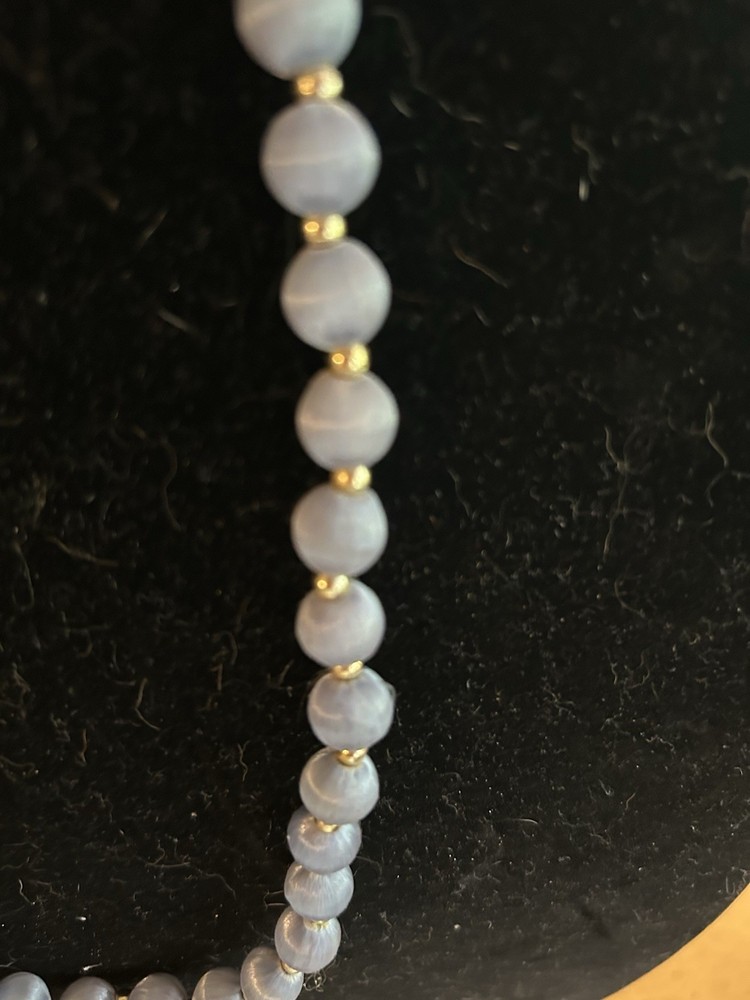 Baby Blue Silk Covered Bead Necklace