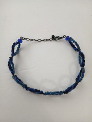 Vintage Czech Republic Choker Necklace Blue Beads Infinity 90s Y2K