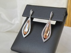 Vintage Sterling Silver 925 Champagne Drop Dangle Earrings
